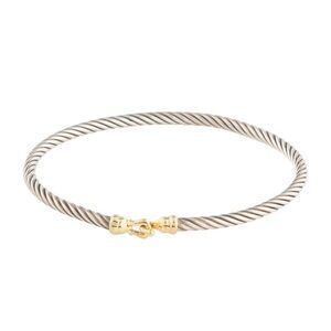 David Yurman 3MM Two-Tone Cable Bracelet sz SMALL